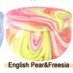 2 English Pear & Freesia 2.5oz Marble-patterned Soy Wax Scented Candles